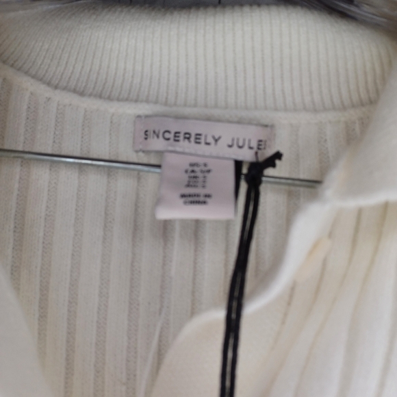 Sincerely Jules Off White Ribbed Button-Up Cardigan NWT - Picture 3 of 13